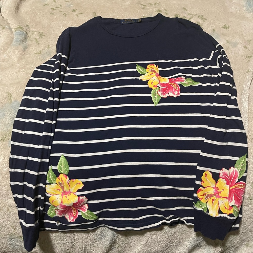 Floral/Striped Ralph Lauren long Sleeve tee